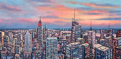 Skyline, New York by Phillip Bissell - Original Painting on Box Canvas